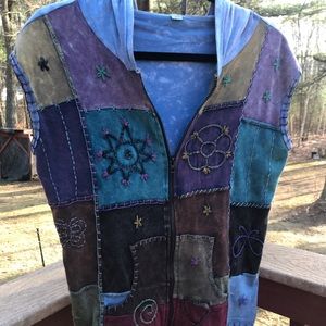 Hippie style zip up vest/hoodie